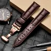 Watch Bands Brand Genuine Calf Leather Strap Bracelet Watchband Stainless Steel Butterfly Deployant Buckle Clasp 20m 22mm 24mm