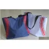 Outdoor-Taschen Baseball-Nähte 16,5 x 12,6 x 3,5 Zoll Tasche Mesh-Griff Shoder Sports Prints Utility Tote Handtasche Canvas Sport Reise Beac Dhbig