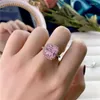 Anelli a grappolo Elegante anello di diamanti con zaffiro rosa da 6 carati Anello di fidanzamento in argento sterling 925 originale per gioielli da donna