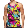 Herentanktops 3D Fantasy Abstract Graffiti Figuur Top Gym Kleding Mannen Zomer Streetwear Basketbal Vest Sneldrogend Mouwloos Y2k