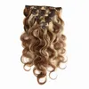 Indian Human Hair 4/613 Yirubeauty 120g 70g Body Wave Clip In Hair Extensions 10-30inch Piano Color