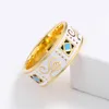 Classic18k Gold Herren Ring Mode Unregelmäßiges Muster Weiß Hand Emaille Schmuck Ring für Frauen 925 Stempel Heißer Verkauf Trauringe L230704