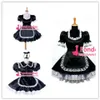 Sissy Maid Black Satin Uniform Blockable Comsplay Costum