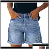 Kvinnors shorts kläder kläder droppleverans 2021 sommar hög denim kvinnor avslappnade löst damer mode plus storlek elasti dhokg