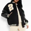 Dames Truien Herfst Winter Dames Fleece Gevoerde Jas Casual Hiphop Letters Campus Honkbal Uniform Bomber