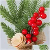 Dekoracje świąteczne 25 cm mini aritorystyczne pulpit drzewa dom El Shop Mall Xmas Party Fake Tree Branch Berry Decoration Acce Dhh1t