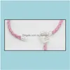 Bracelets porte-bonheur Est sensibilisation au cancer du sein perle européenne perles d'ange ruban rose livraison directe 2022 bijoux Dhkfl Dhsru