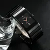 Oupai Old Fashion Black Ceramic Rectangle Watch Men Busines