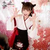 日本の服の着物の女性2PCSセットブラックホワイトトップキャット刺繍スカートアジアYukata Haori Cosplay Party Costumes Ethnic240Q