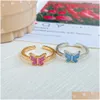 Cluster-Ringe Frauen-elegante Tropfen-Schmetterlings-Ring-weibliche rosa blaue Süßigkeit-Farben-nette süße Mädchen-justierbare offene Finger-Feiertags-Geschenk-DRO-Dhopt