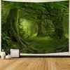 Gobeliny kamery kopułowe sepyue leśne zielone drzewo w mglistym lesie ściana wisząca sceneria natury dekoracje do salonu sypialnia R230714