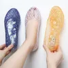 Slippers Summer Women Sandals Fashion Hollow Out Flat Bottom Anti Slip Female Plastic Jelly Beach Slippers Ladies Casual Shoes 230713