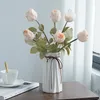 Dekorativa blommor Artificial Flower Rose Vintage Autumn Baked Edge Silktyg Hem Matbord