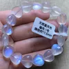 Strand Natural Blue Light Moonstone Clear Heart Love Beads Bracelet 13x13mm Stretch Moda Feminina Jóias Genuínas