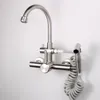 Keukenkranen 304 Roestvrijstalen Kraan Pull Out Side Spray Dual Uitloop Enkele Handgreep Mengkraan Sink 360 Rotatie torneira