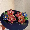 Dangle Oorbellen Vintage kleurrijke glazen juweel oorclip met prachtige bloemen en hoge kwaliteit dames zonder oorgaatjes