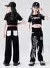 Scene Wear Summer Girls Jazz Dance Clothes Black Crop Tops Pants Hip Hop Performance Costume Kids Ballroom Practice Kpop Suit BL10825