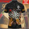 Herr t-shirts anpassade namn sportspelare dart öl klubb tatuering 3dprint sommar casual polo dragkedja skjortor streetwear korta ärmar t-shirts new8 l230713