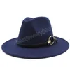 Uomo Donna Piatto a tesa larga Stile Panama Feltro di lana Jazz Cappello Fedora Cap Gentleman Europa Cappello formale bianco Floppy Trilby Party Hat