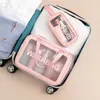 Lady Cosmetic Bags Cases Pu Transparent Cosmetic Bag Portable Étanche Pvc Wash Grande Capacité Voyage Stockage Natation 230704