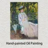 Peint à la main texturé toile Art femme assise sur un banc C.1874 Claude Monet peinture nature morte décor de salle à manger