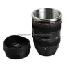 Mugs Creative 400Ml Camera Lens Mug Portable Stainless Steel Tumbler Travel Milk Coffee Novelty Double Layer Cups Dh1348 Drop Delive Dhzbm