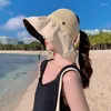 Шляпа Шляпа Шляпа летнее солнце открыто пляж складывание портативной черной резиновой полосы