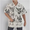 Men's Casual Shirts For Men And Women Blue Leaves Design Beach Short Sleeve Summer Button Up White Tops 3D