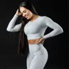 Yoga-outfit Gutashye dames trainingspak naadloze set sportpak voor fitness crop top met lange mouwen gymkleding dames workout sportkleding 230713