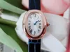 여자의 새로운 시계 욕조 타입 블루 스틸 포인터 로마 숫자 클래식 Baignoire 손목 시계