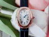 Dames nieuwe horloge badtype blauw stalen pointer Romeinse cijfers klassieke baigne -polshorloge