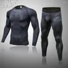 Herr termiska underkläder 3 -stycken Tracksuit Men Compression MMA långärmad skjorta Rashgard Kit Camouflage Sweat Legings Fitness