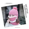 Party Hatts Wholesale Women Winter Warmer Three-Piece Set Hat Mask och Scarf Sticked Plus Veet Warm DH0506 T03 Drop Delivery Home Gar Dhnow