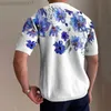 Men's T-Shirts 2023 Summer Casual Short Sleeve T Shirt Men Slim O Neck Floral Print T-shirt Clothes Vintage Floral Printed Tees Mens Streetwear L230713