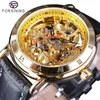 Forsining Royal Sculpture Numéro Romain Rétro Steampunk Cadran Transparent Hommes Montres Top Marque De Luxe Automatique Squelette Wristwatch241l