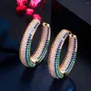 Boucles d'oreilles créoles rétro couleur Zircon grand cercle bohême géométrique en forme boucles d'oreille bijoux fins pour femmes cadeau de fête d'anniversaire