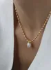 Colliers pendentifs en titane avec perles en or 18 carats Chian Real Pearl Choker Collier Designer T Show Runway Robe Rare INS Japon Coréen Boho Top 230714