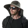 야외 등반 스포츠 UV 보호 낚시 모자 여름 유니탄 바람 방지 선샤이드 캐주얼 큰 챙 피는 낚시 모자