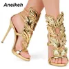 Sandals Aneikeh Patent Leather Sandalias De Las Mujeres TOTEM Women Shoe Party Fashion Buckle Strap Round Toe Thin Heels Size 35-42 230714