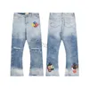 Herenbroeken Dept Jeans Joggingbroeken Gallay Gespikkelde Letterprint katoen paarse jeans Dames Paar Los Veelzijdig Casual Recht Herfstbroek US M-2XL