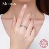 Modian Real 925 Sterling Silver Line Fashion Clear CZ Ringen Voor Vrouwen Luxe Sieraden 2021 Bruiloft Accessoires Gift Met doos L230704