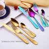 Dinnerware Sets Creative Golden Stainless Steel Western Tableware Set Steak Knife Fork Spoon Three Or Four Piece Cuterly Kits Kitchen Tools