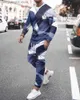 Herrspårar 2023 Spring och Autumn Men's Long-ärmded Sportdräkt Bilstorlek Titta 3D Tryckt Street Casual Fashion O Neck T-Shirt Tracksuit S T230714