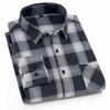 Męskie koszule męskie męskie flanelowa bawełniana koszulka Kieszonka Kieszonka Smart Casual Contrast Contrast Standard-Fit Sukienki z długim rękawem 230713