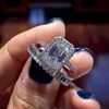 Bague Bling Bling Vvs Moissanite 100% 925 Sterling Ring Designer Style Topaze CZnew Paire Bague Avec Diamant Carré Incrusté Pour Les Amoureux Bagues En Argent