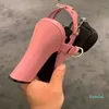 Designer 2023 Summer Women Chunky Sandals Ladies Pink Pocket High Heel Sandal Casual Gladiator Sandaler Fashion Sexy