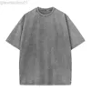 Men's T-Shirts Neutral Oversized Design Washed T-shirt Men Vintage Loose Short Sleeve O Neck Cotton T Shirt Streetwear Hip Hop Pure Color Tops L230713