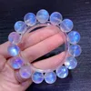 Pulsera de cuentas redondas transparentes de piedra lunar azul Natural para hombres y mujeres, pulsera elástica de 14mm, 13mm, 12mm, 10mm, moda de cristal rara AAAAAAA