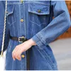 Casual Kleider 2023 Frühling Lange Denim Kleid Frauen Hülse Hemd Lose Taste Poclets Übergroße Jeans