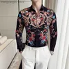 Men's Casual Shirts Vintage Floral Dress Shirts Men Blouse Party Wedding Long Sleeved Formal Camisas Masculinas Brand Stylish Mens Designer Clothes T230714